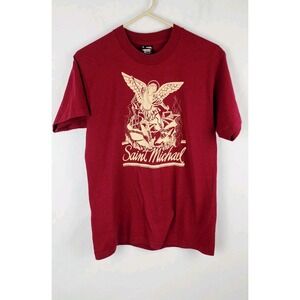 Vtg Saint Michael Single Stitch Religious T-Shirt Size S